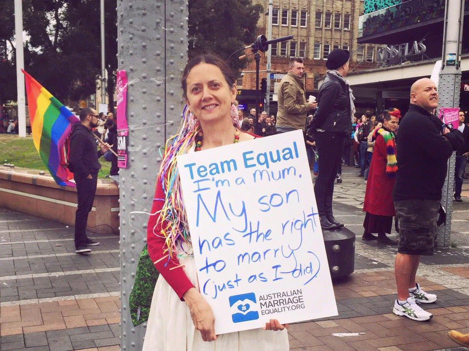 The sibling's mum, who with their father is very supportive of their plans. Australia has not yet legalised same-sex marriage despite numerous challenges to the law.