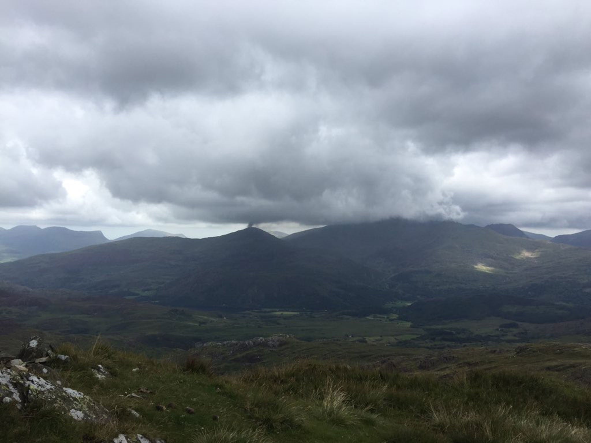 A fire on a peak in Snowdonia following a reported helicopter crash on 9 August