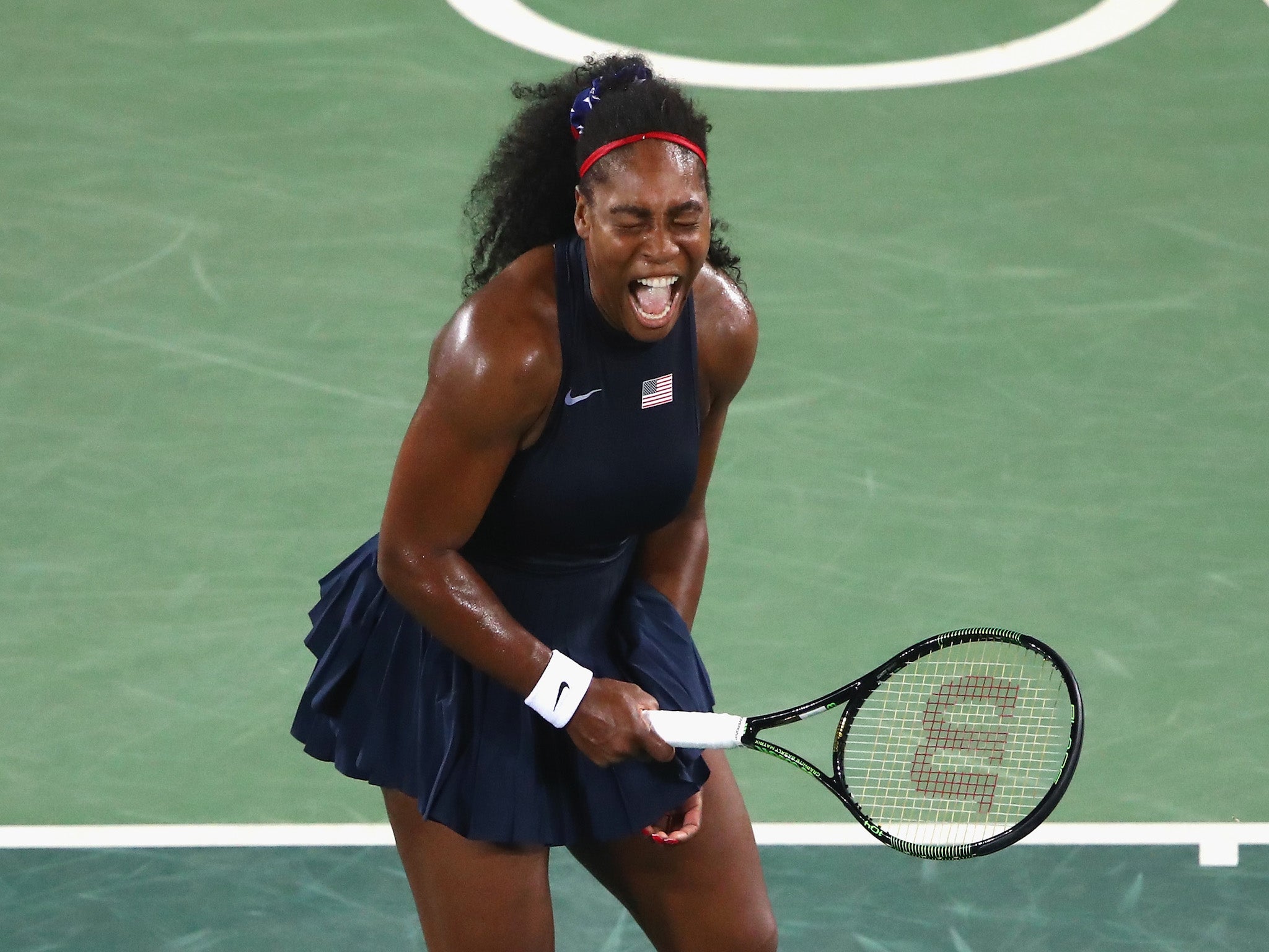 Serena Williams shows her frustration as she is beaten in Rio
