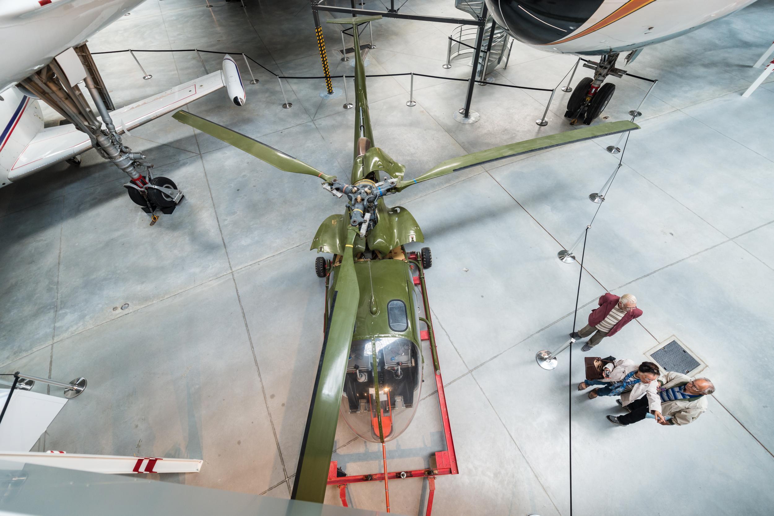 The museum features helicopters as well planes