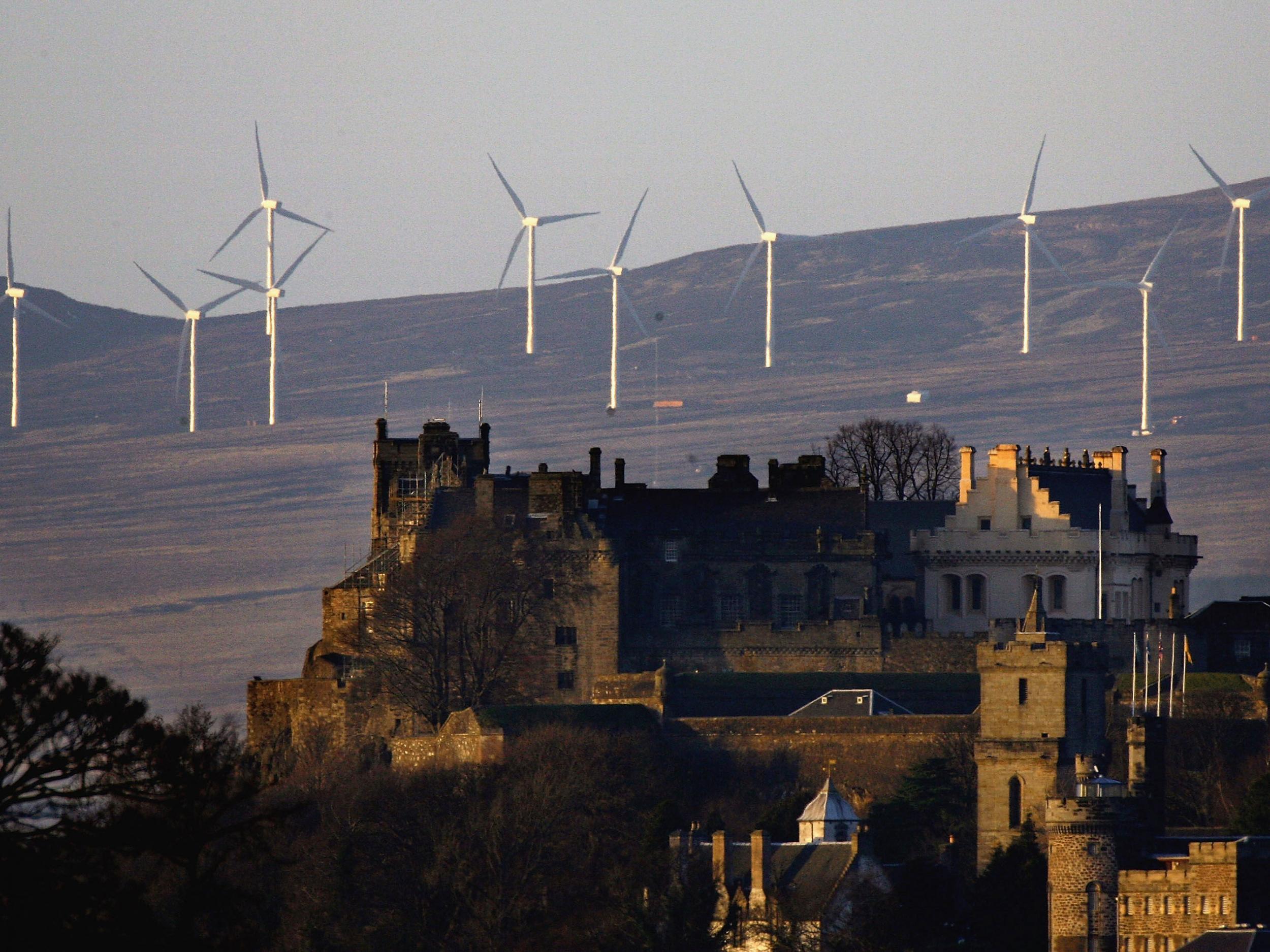 A wind farm in Stirling. The largest proportion of operational community and locally-owned capacity was on Scottish farms and estates