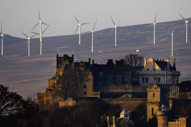 The wind turbines outside Stirling Castle