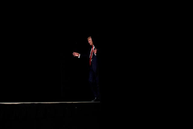 Republican U.S. presidential nominee Donald Trump attends a campaign rally at Crown Arena in Fayetteville, North Carolina August 9, 2016