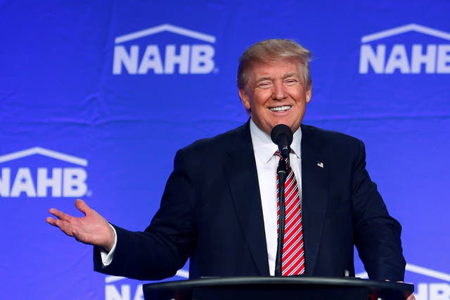The Republican presidential nominee speaks at a National Association of Home Builders event in Miami yesterday