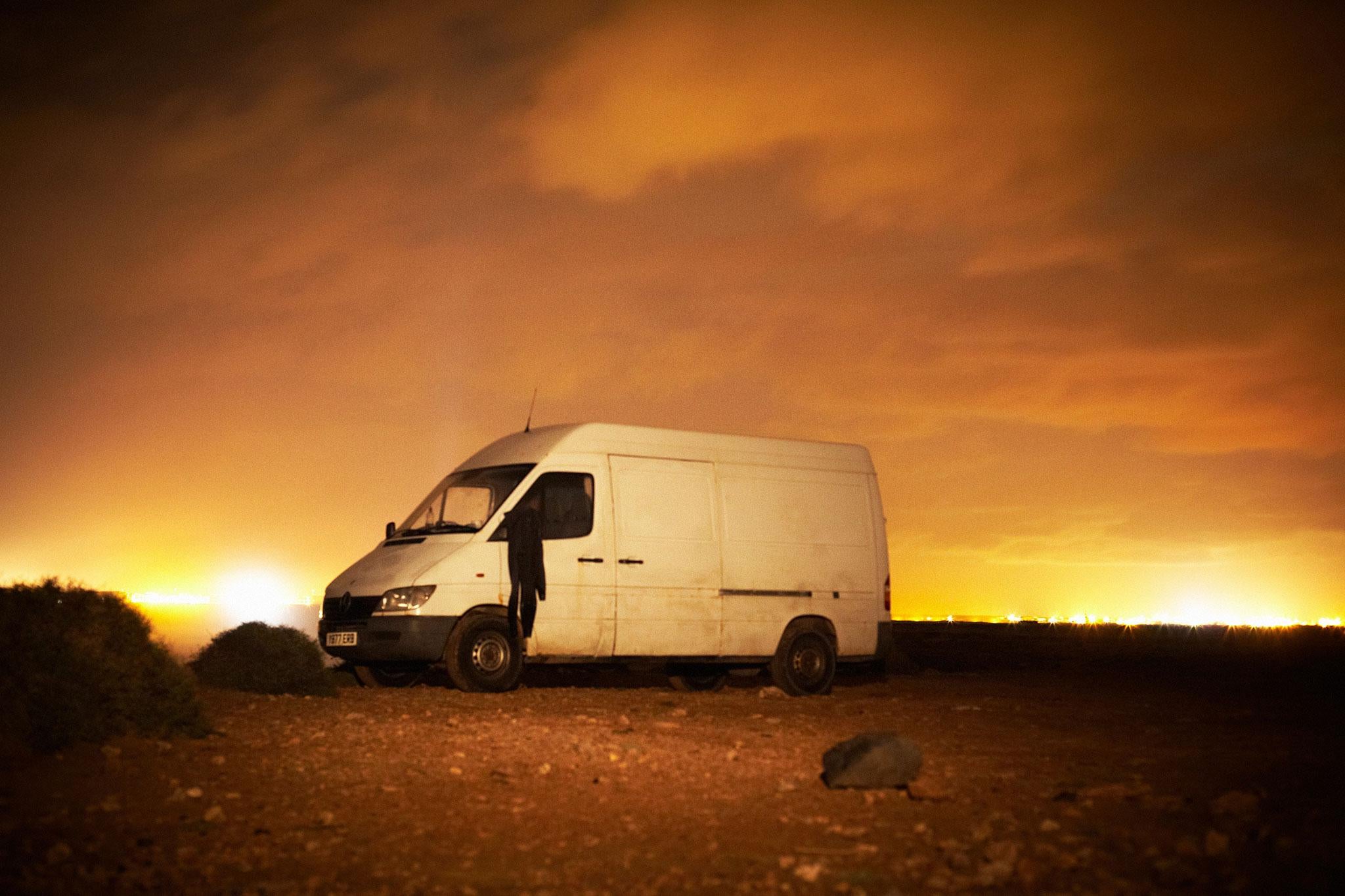 Timmo's van in a secluded spot in the Canary Islands towards the end of his trip