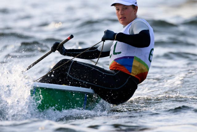 Belgian Laser Radial sailor Evi van Acker in action during the Rio 2016 Olympic Games Sailing events in  Guanabara Bay, Rio de Janeiro, Brazil, 09 August 2016