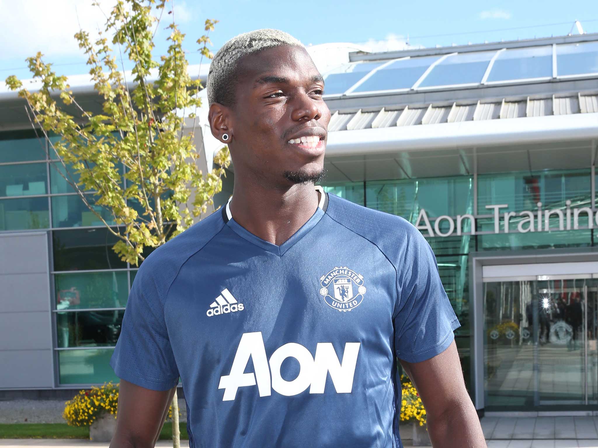 Paul Pogba during his first training session back at Manchester United