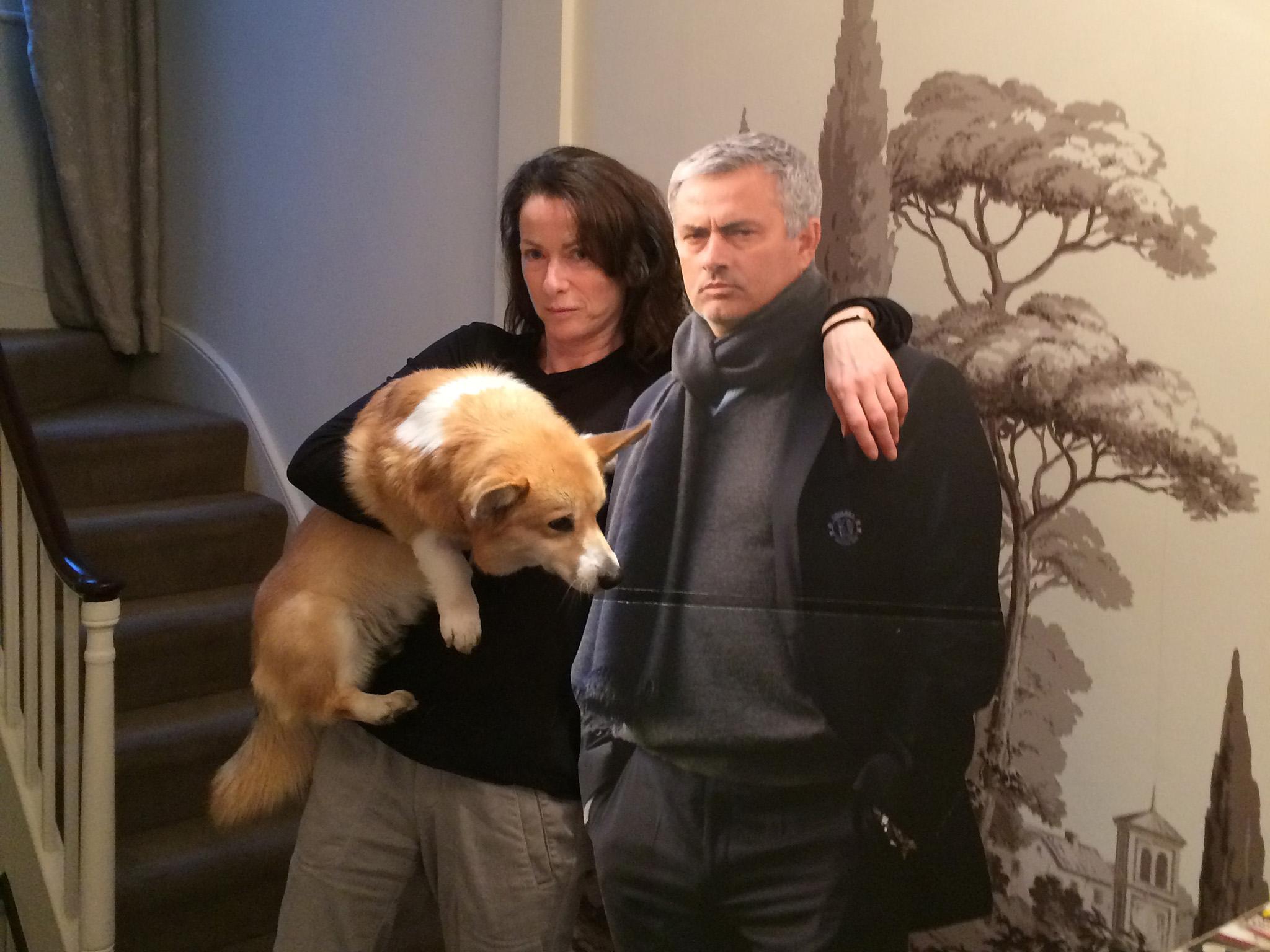 Sally Ann and her cut-out hero in her Chelsea home