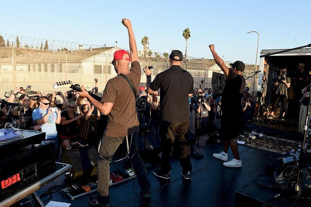 The band ended up playing outside the prison's fences