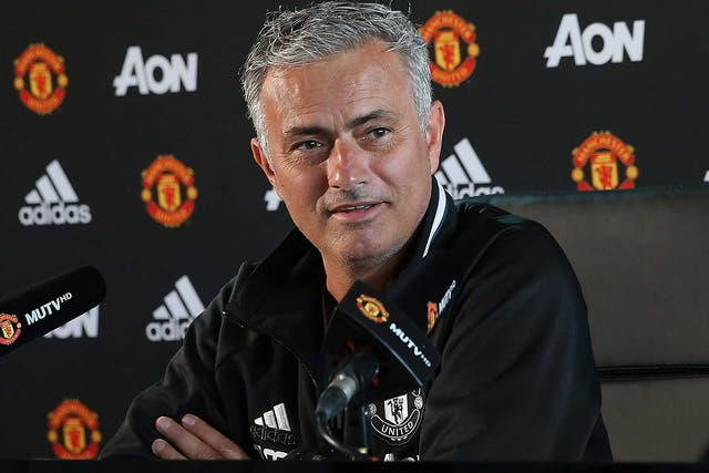 Manchester United manager Jose Mourinho speaks to the media