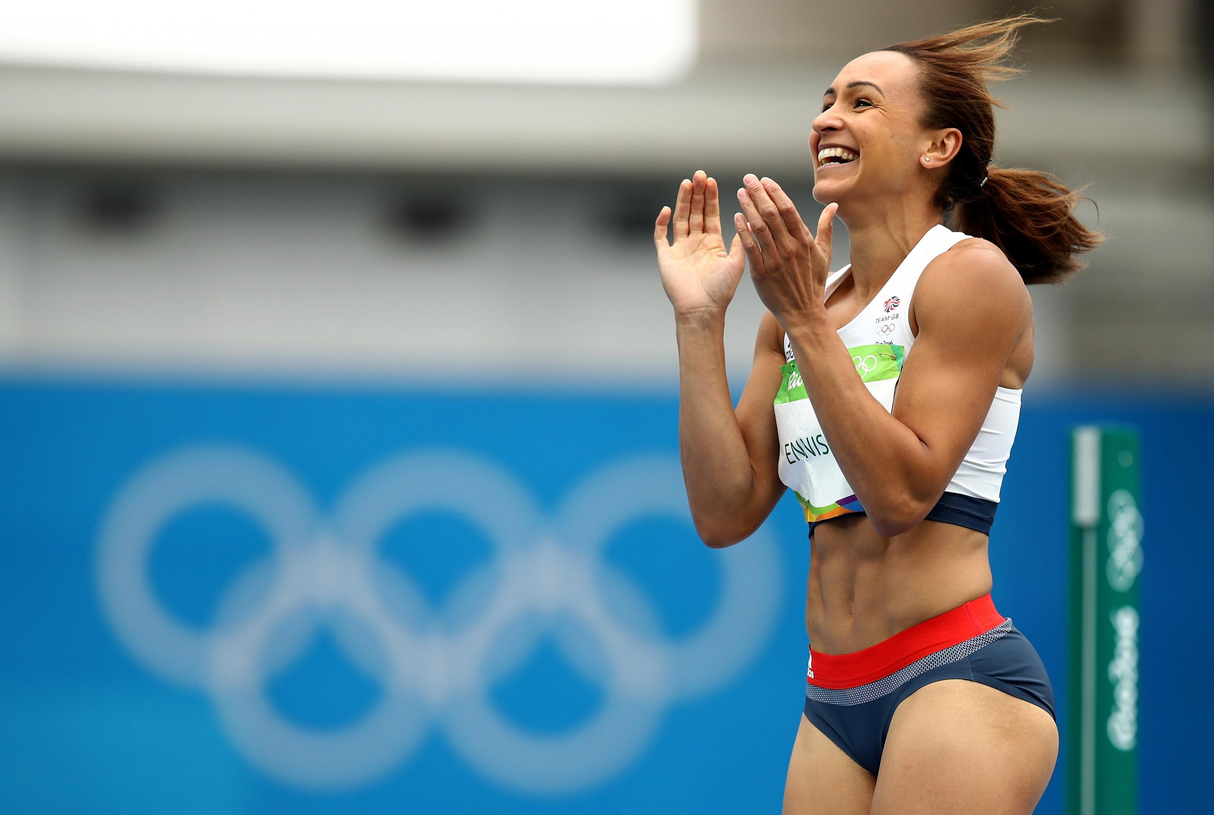 Jessica Ennis-Hill in action in the Olympic Stadium