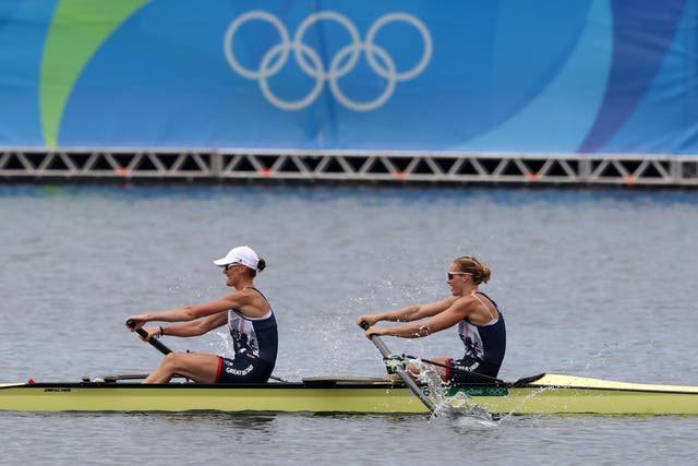 Helen Glover and Heather Stanning in action