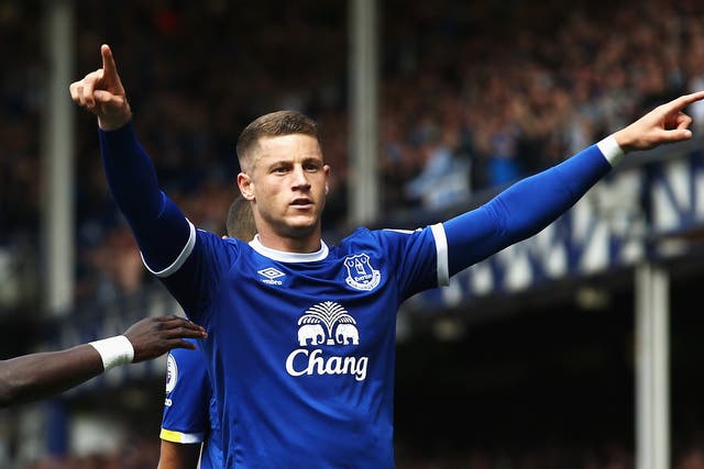 Ross Barkley salutes the Goodison Park crowd after scoring in the fifth minute