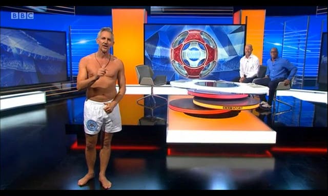 <p>Lineker appeared at the start of the first Match of the Day of the season in his pants</p>