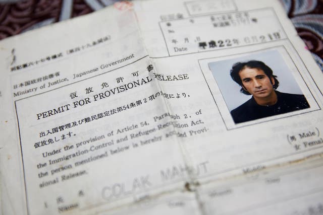 The provisional release form of Kurd Mahmut Colat, currently living in a flat in Warabi, north of Tokyo