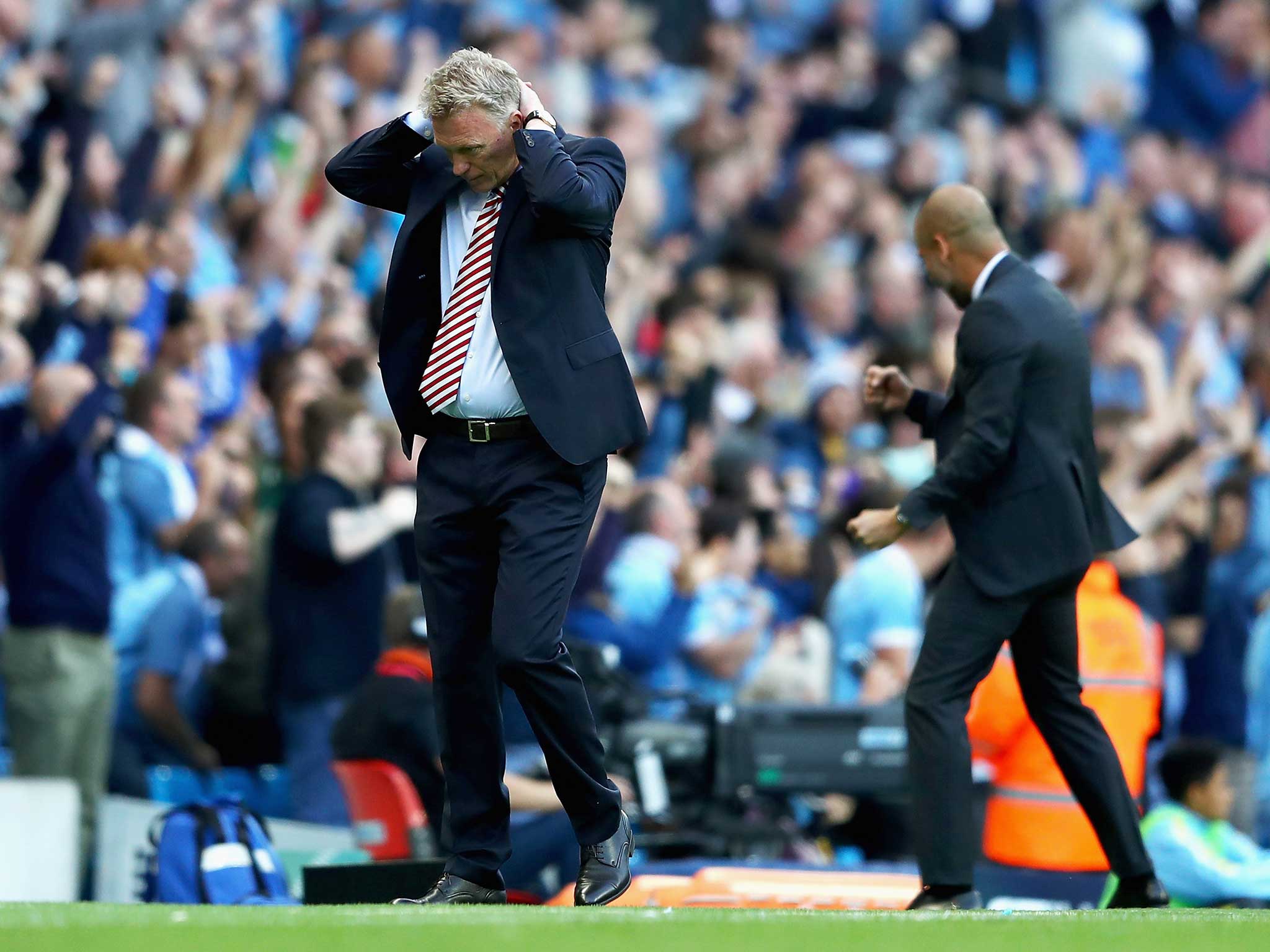 David Moyes recoils after Manchester City's late winner against Sunderland