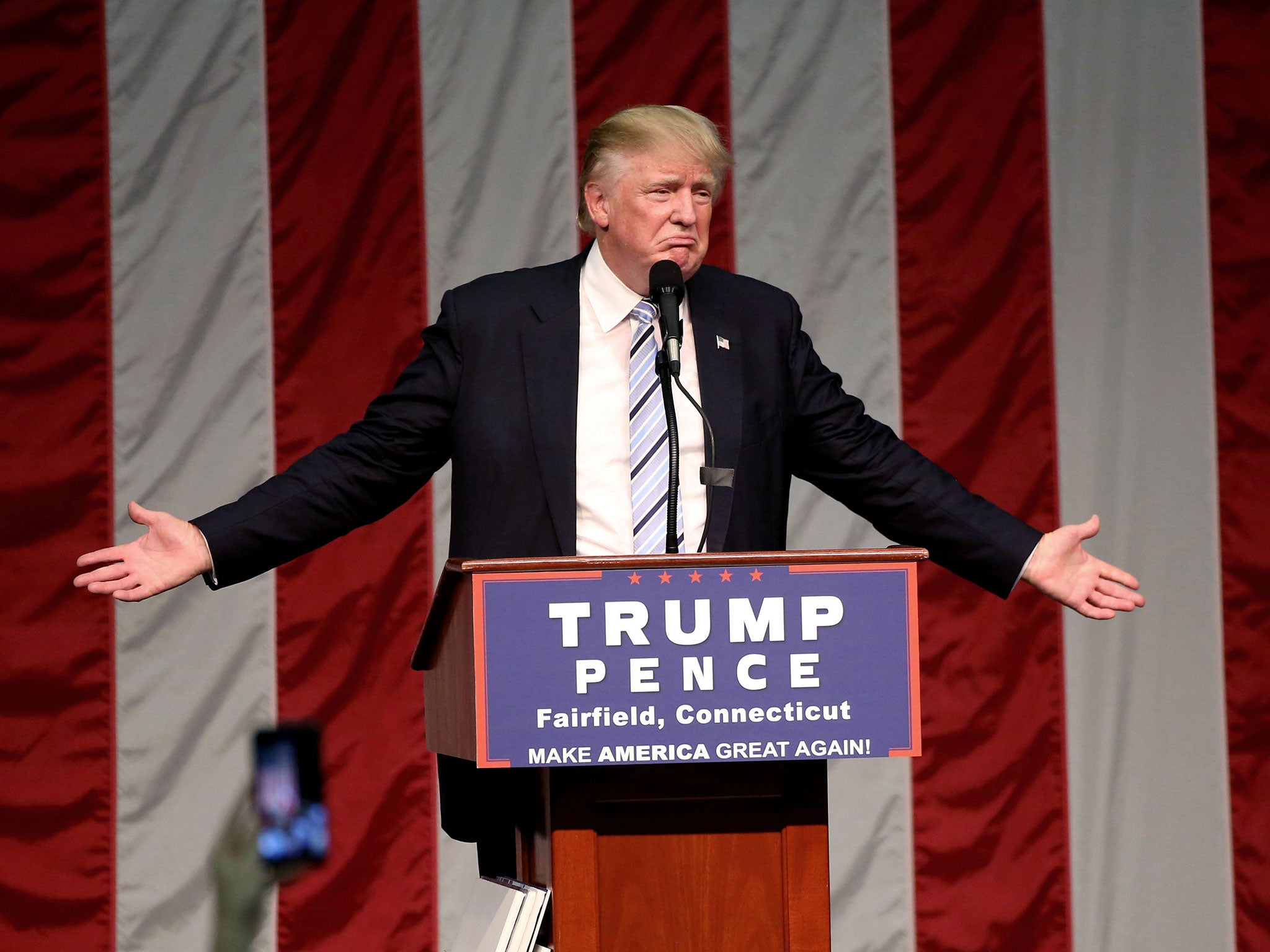 The Republican presidential nominee speaks during a campaign event in Connecticut at the weekend