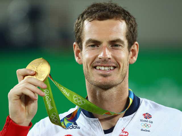 Andy Murray celebrates his second gold Olympic medal