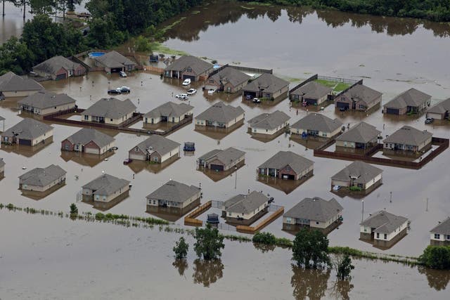Homes under water in Hammond, Louisiana