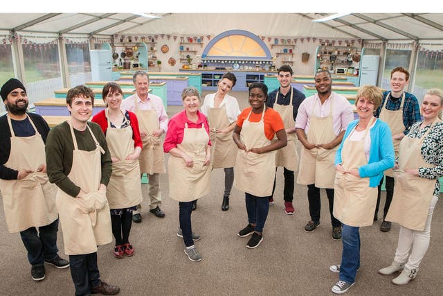 (left-right) Rav, Tom, Kate, Lee, Val, Candice, Benjamina , Michael, Selasi, Jane, Andrew & Louise the contestants for this year's BBC1's cookery contest, The Great British Bake Off