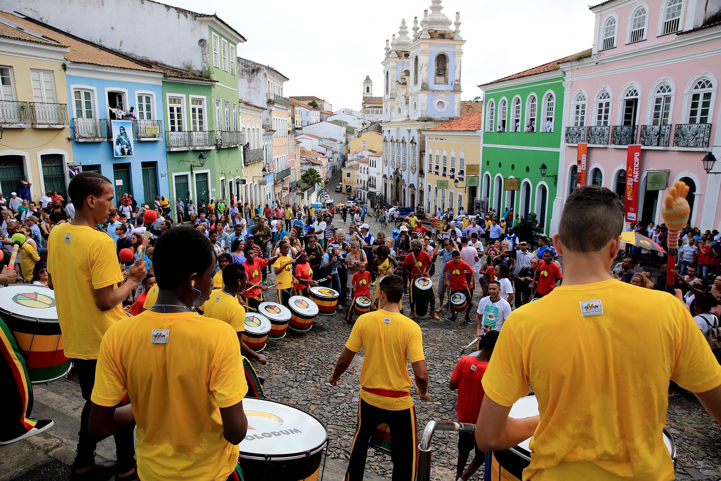 Drumming troupes fill Salvador's historic centre, Pelourinho, which arguably has an even greater carnival atmosphere than Rio