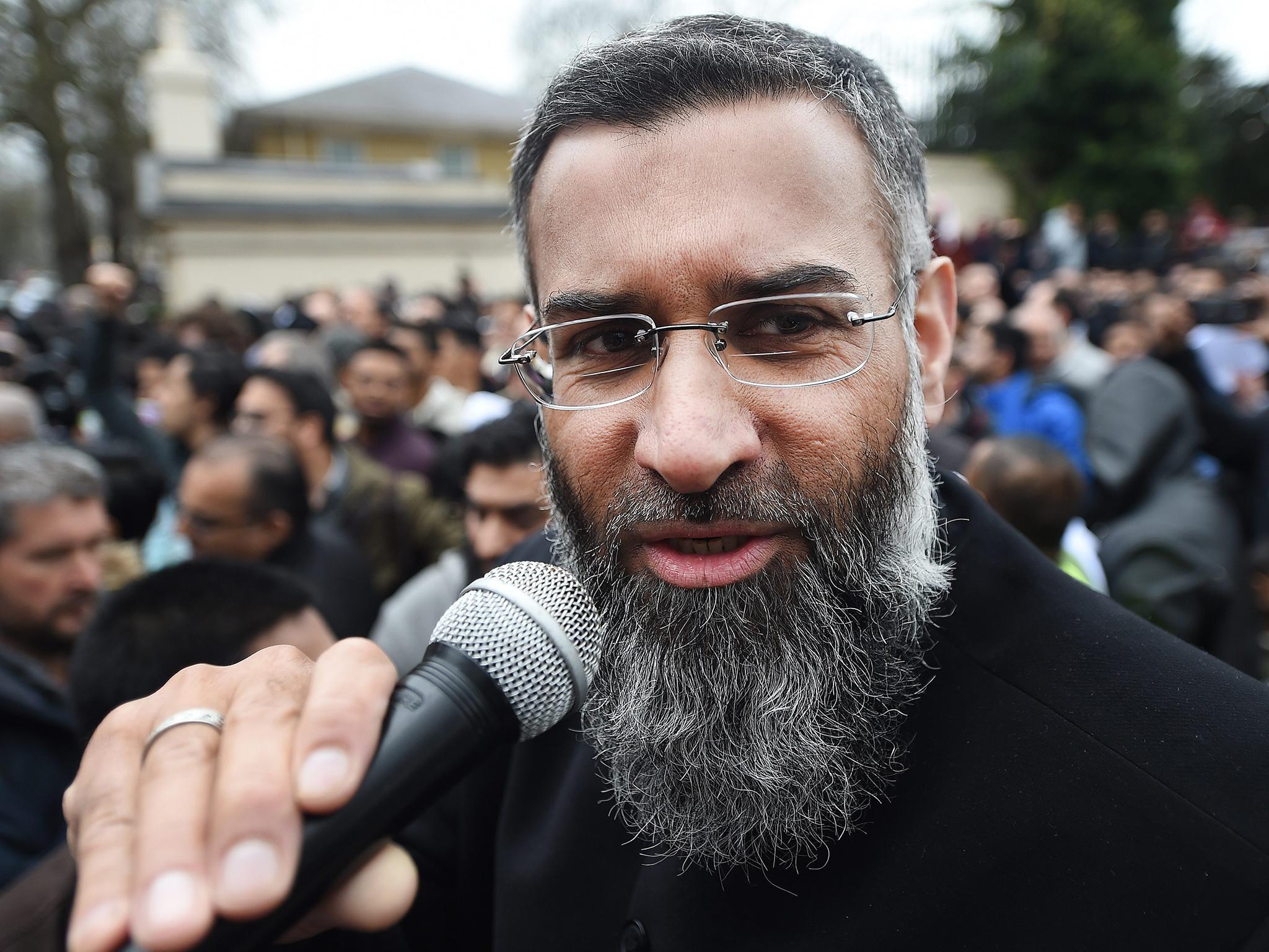 Anjem Choudary, who was convicted for inciting extremism over social media, during a rally in London