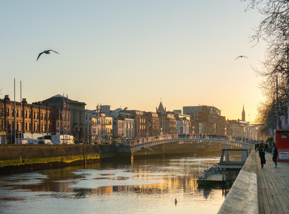 The sun sets over the River Liffey in Dublin - the Irish capital looks set to become one of the biggest gainers from Britain's decision to leave the EU