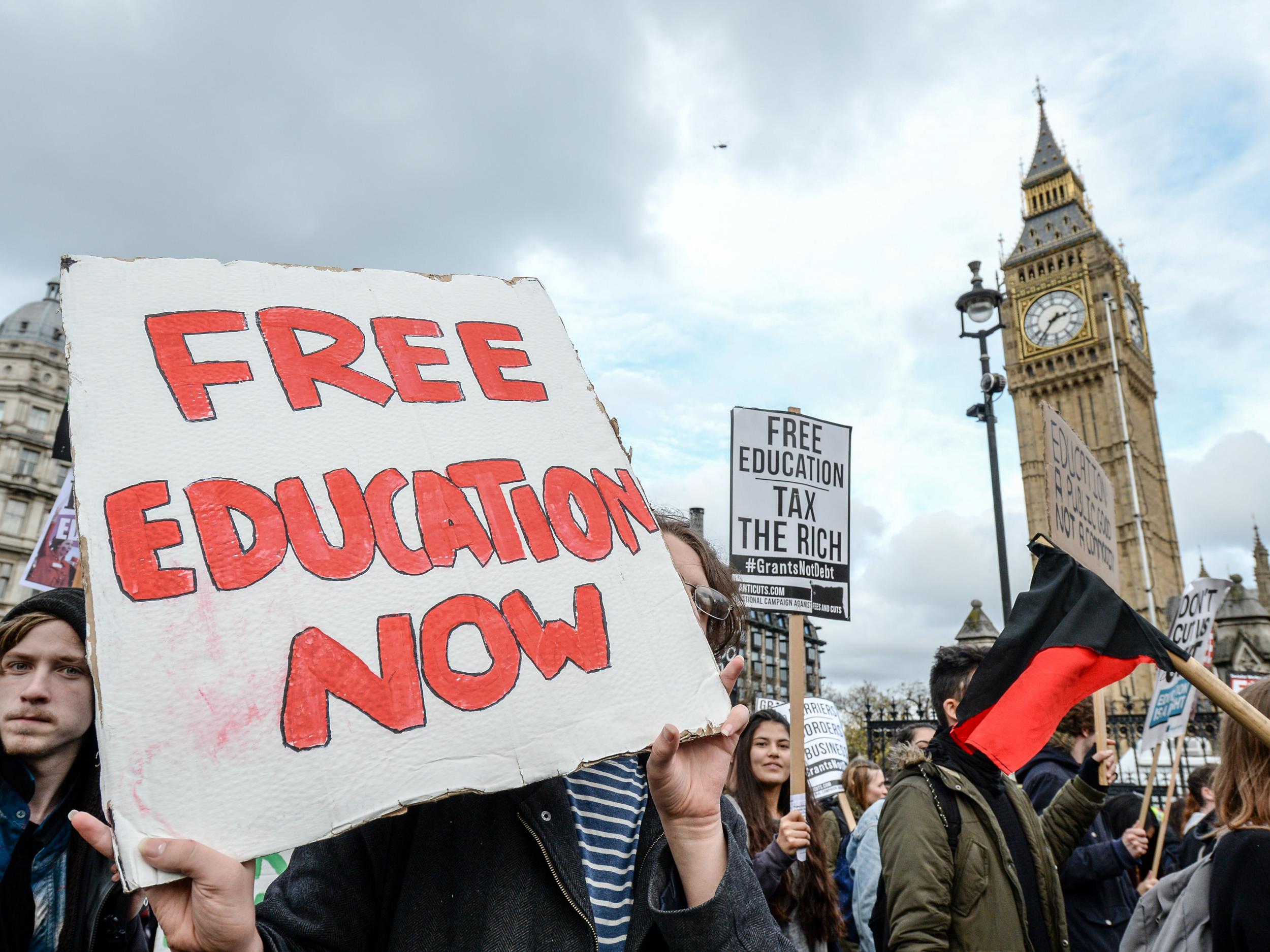 Students march during a demonstration against education cuts