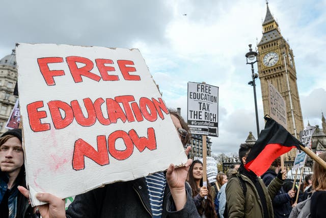 Students march during a demonstration against education cuts