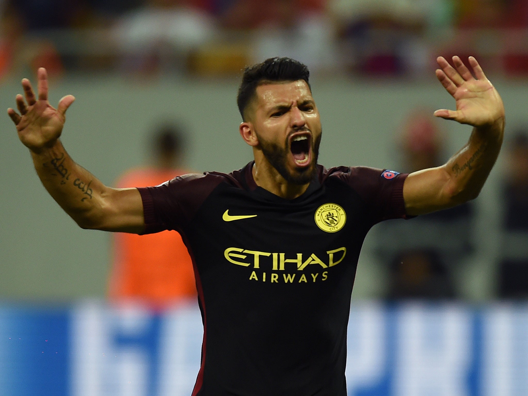 Aguero bagged three, despite missing two penalties