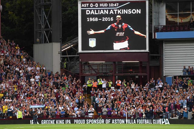 Aston Villa fans remember Dalian Atkinson at Villa Park on Tuesday