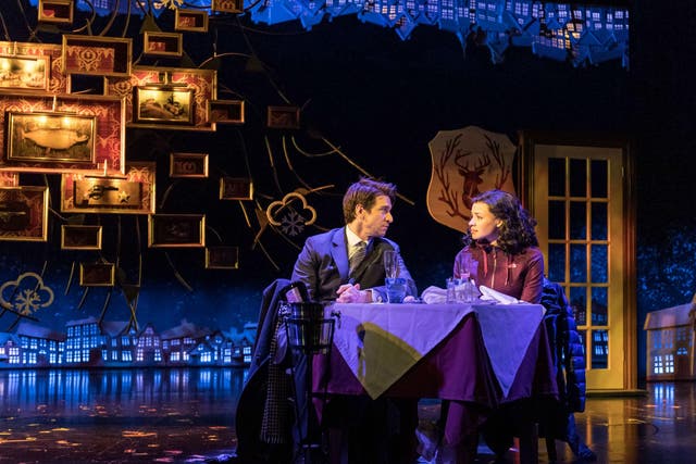 Andy Karl (Phil Connors) and Carlyss Peer (Rita Hanson) in Groundhog Day at The Old Vic
