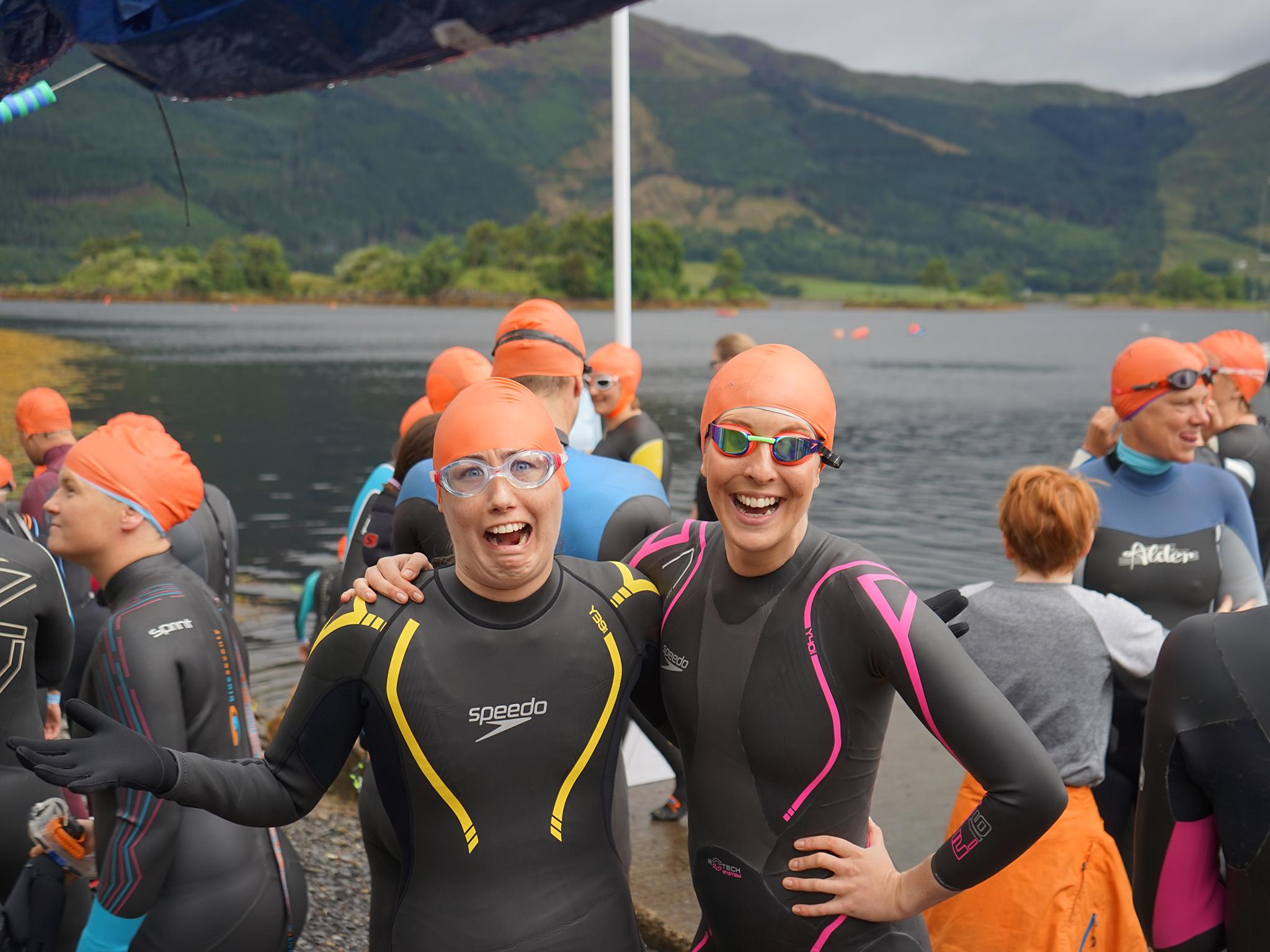 Hazel and Carole before heading into the water