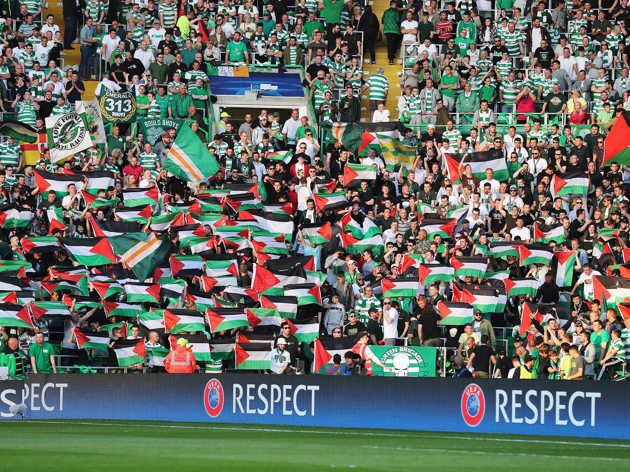 Palestine flags were visible in the crowd for the match against the Israeli side