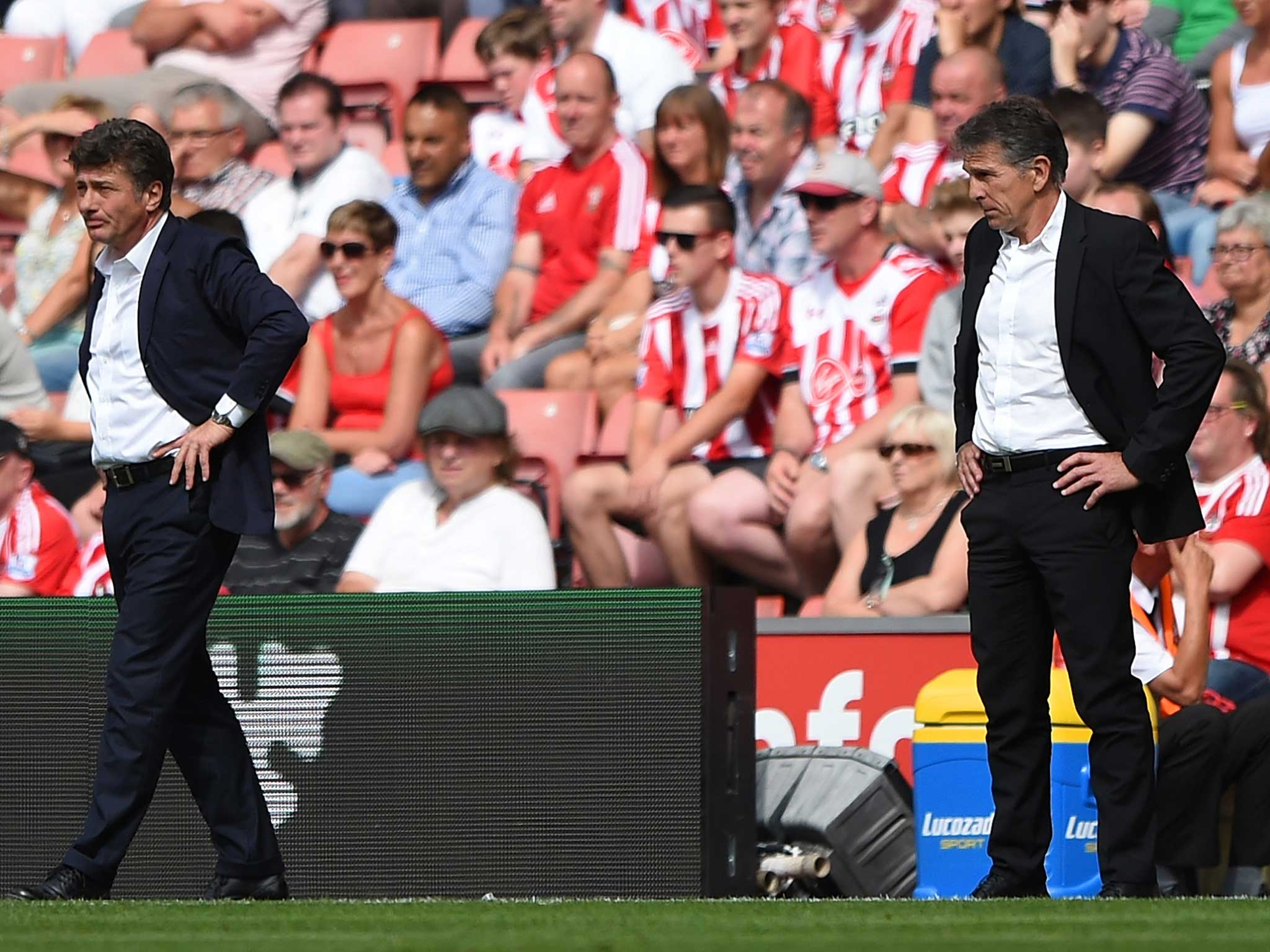 Claude Puel watches on during Southampton's opener against Watford