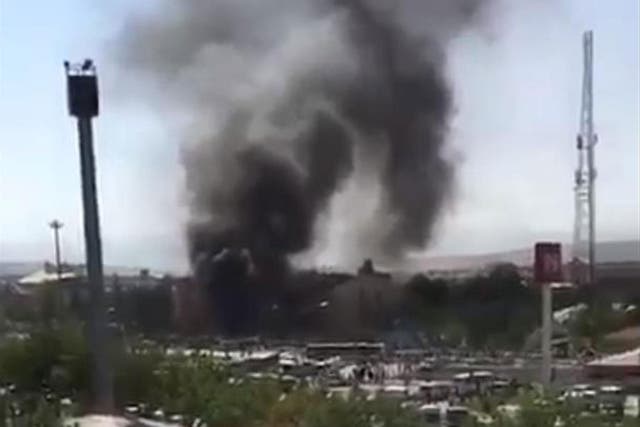 Footage showed a large plume of smoke rising over Elazig, Turkey, after an explosion on Thursday morning