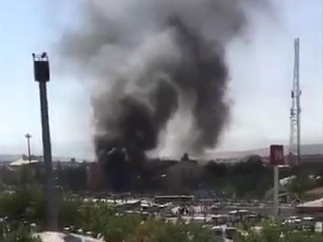 Footage showed a large plume of smoke rising over Elazig, Turkey, after an explosion on Thursday morning