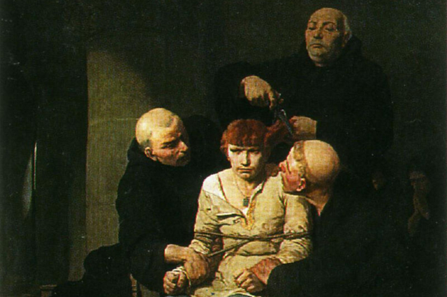 ‘The Last of the Merovingians’ by Evariste-Vital Luminais shows Childeric getting his hair chopped