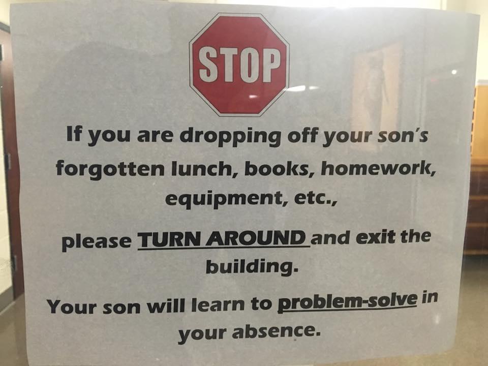School's warning to mollycoddling parents has gone viral