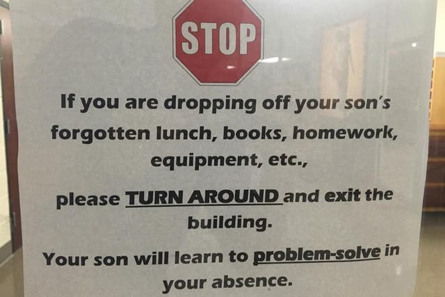 School's warning to mollycoddling parents has gone viral