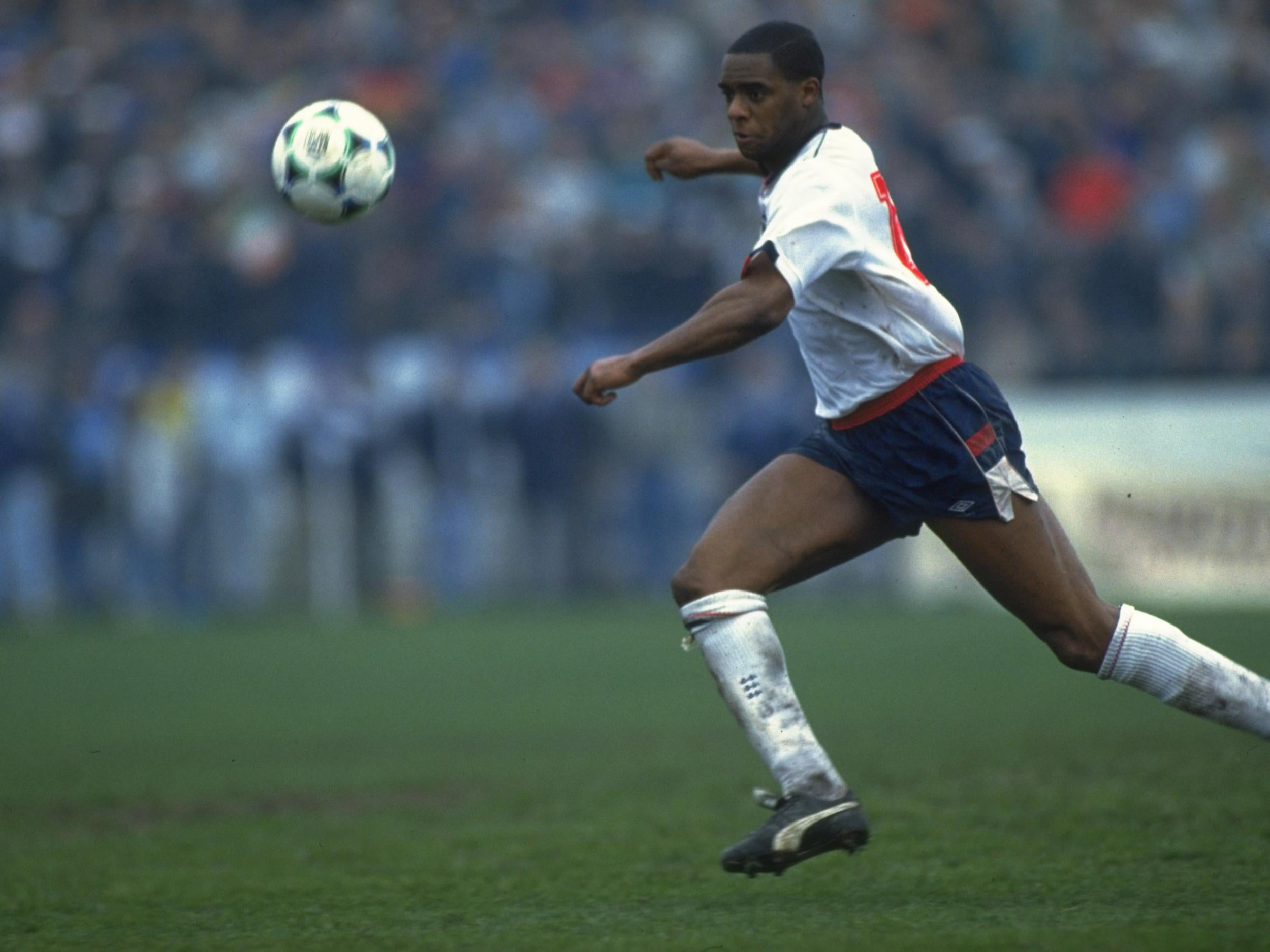 Dalian Atkinson of England 'B' in action during a match against Ireland in Ireland in 1990
