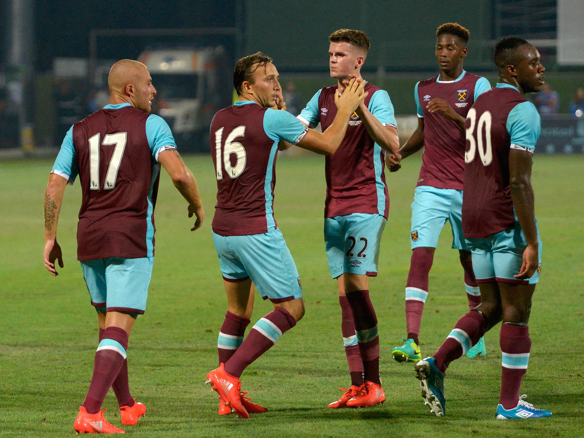 Mark Noble celebrates after putting West Ham into an early lead