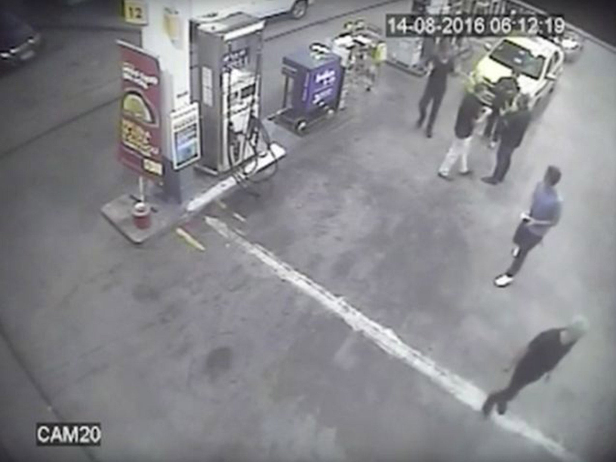 Lochte, Bentz, Conger and Feigen are captured by CCTV at the petrol station
