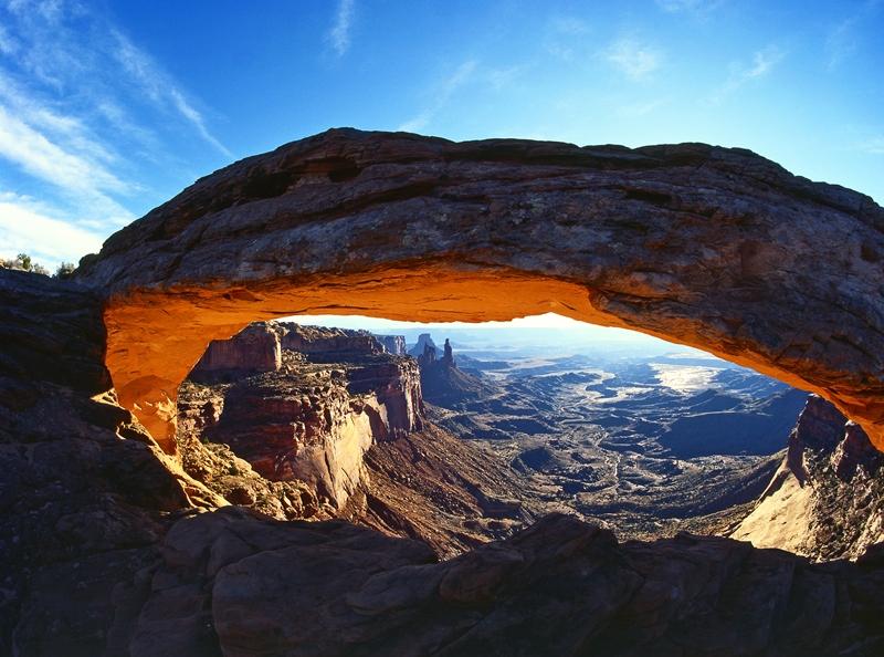 One of the more easily reached formations is Mesa Arch, accessed by a gentle hiking trail