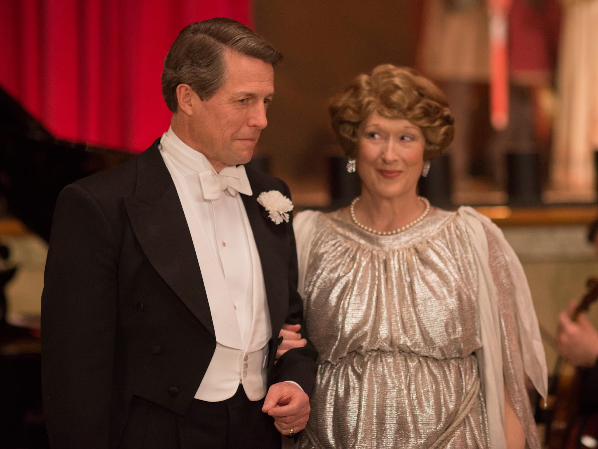 &#13;
Hugh Grant as St Clair Bayfield and Meryl Streep as the title character in ‘Florence Foster Jenkins’ &#13;