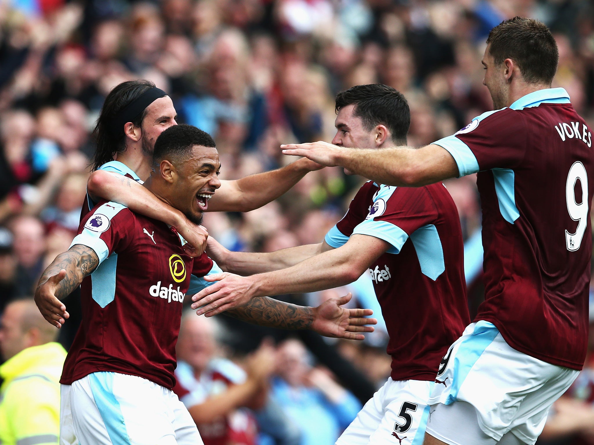 Gray celebrates doubling Burnley's lead before half-time