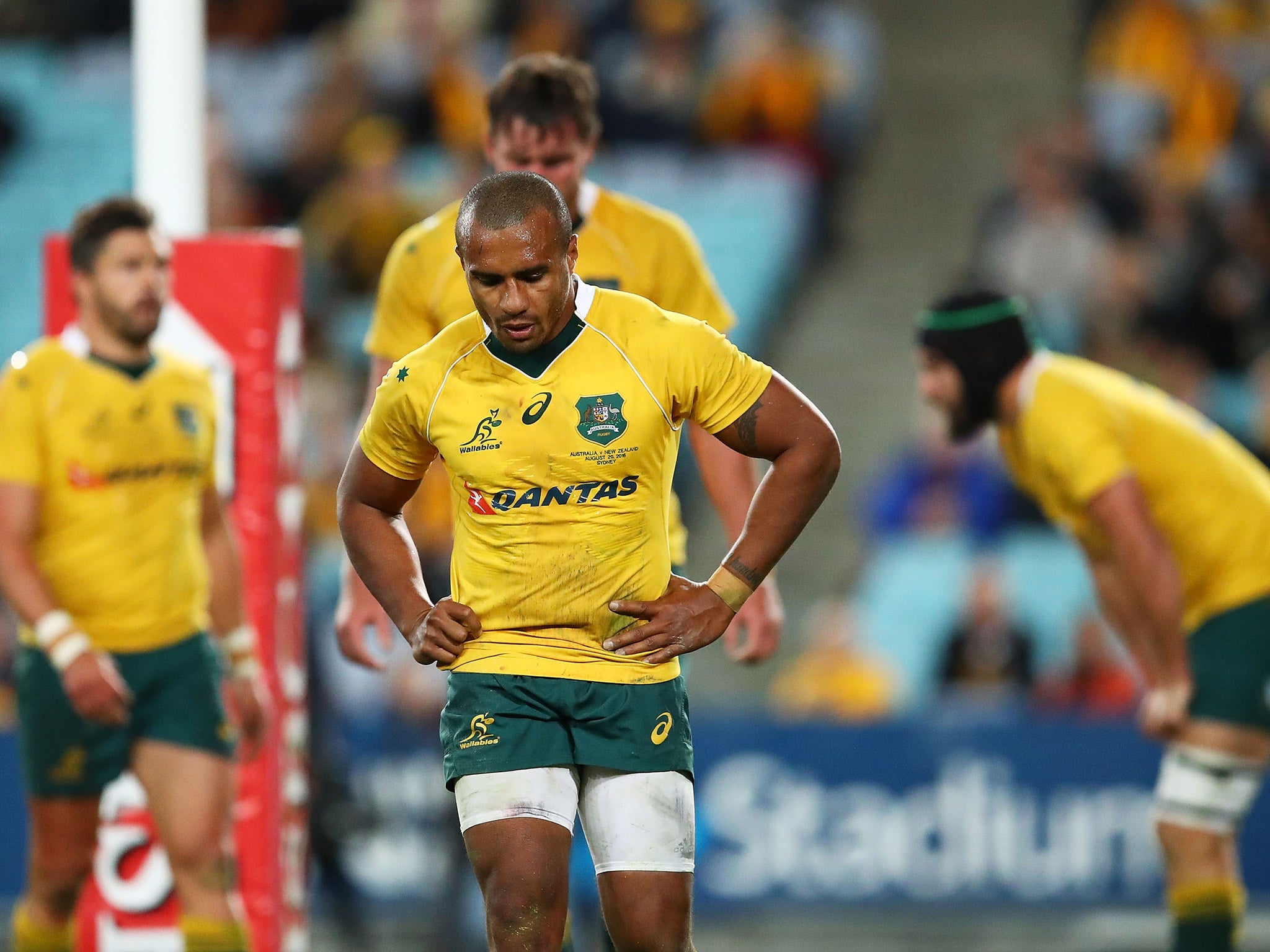 Will Genia reacts to the final whistle in Australia's 42-8 defeat by New Zealand