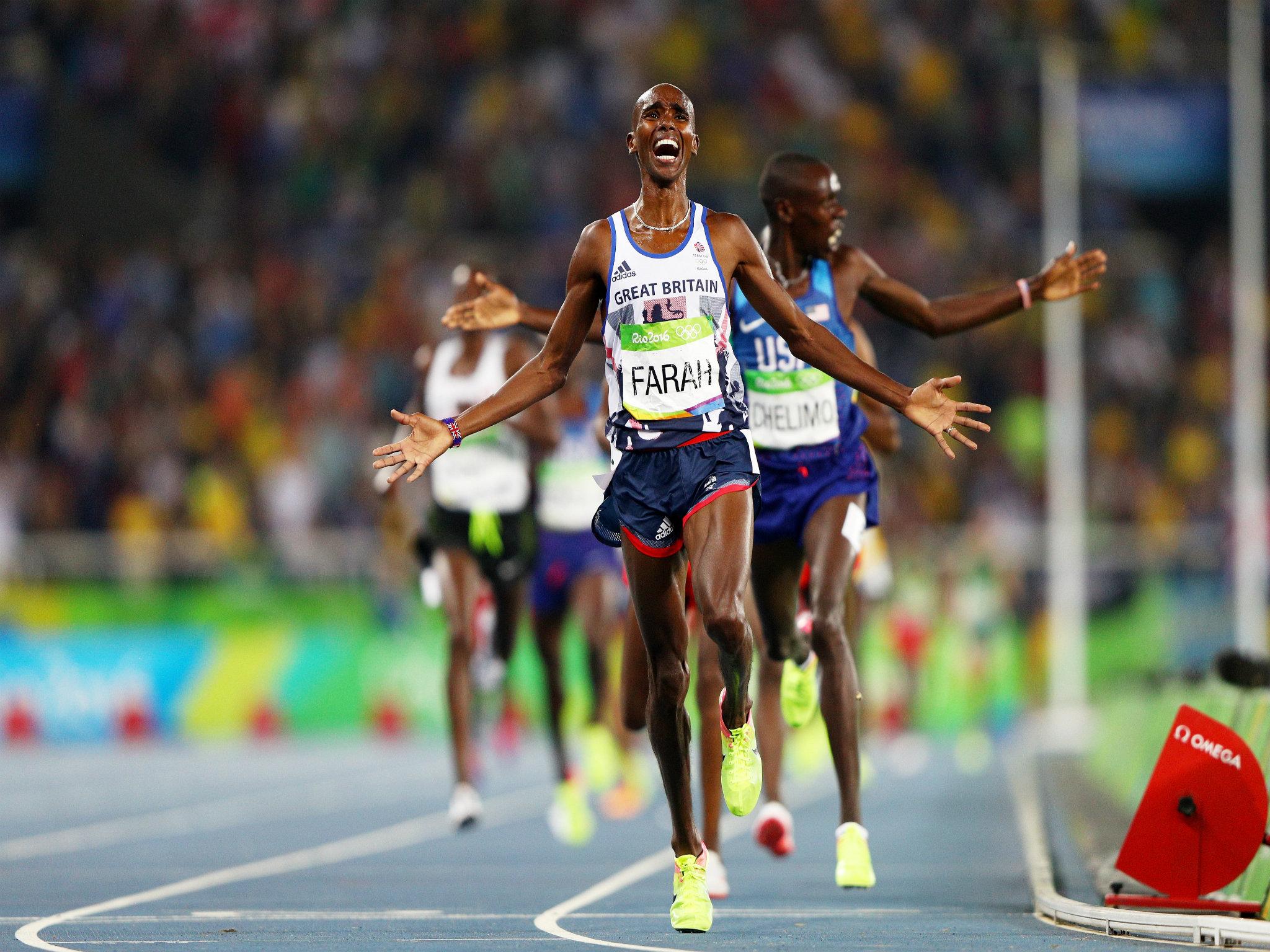 Mo Farah takes gold in the 5,000m final at the 2016 Rio Olympic Games