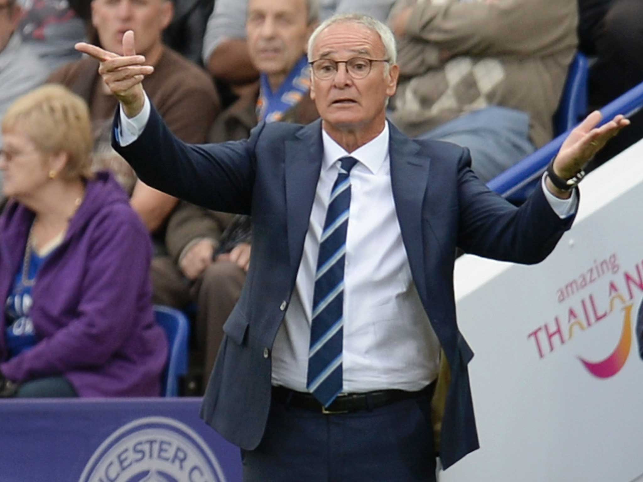 Claudio Ranieri makes his point on the side-lines at the King Power