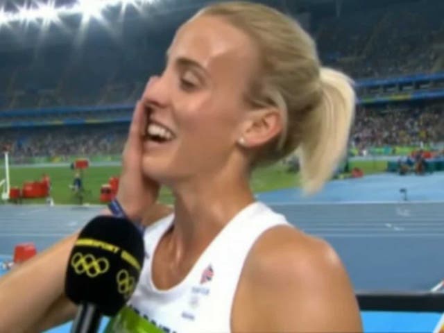 Lynsey Sharp holds back the tears during her interview with the BBC